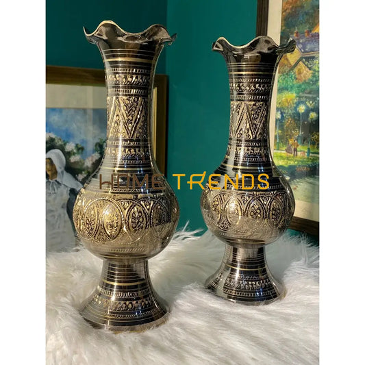 11 Round Champaign Gold Flower Vase Set Of 2 Vases