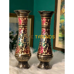 9 Multicolor Floral Vase Set Of 2 Vases