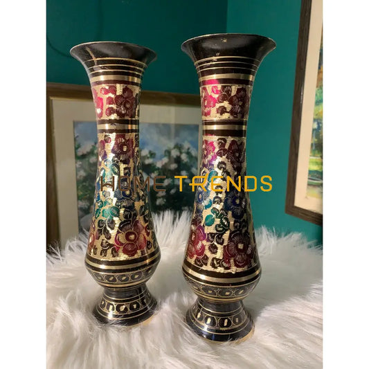 9 Multicolor Floral Vase Set Of 2 Vases