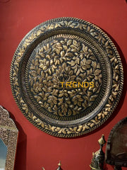 Black And Gold Brass Copper Decorative Floral 24 Wall Plate Decors