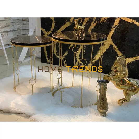 Black And Gold Round Accent Tables Set Of 2