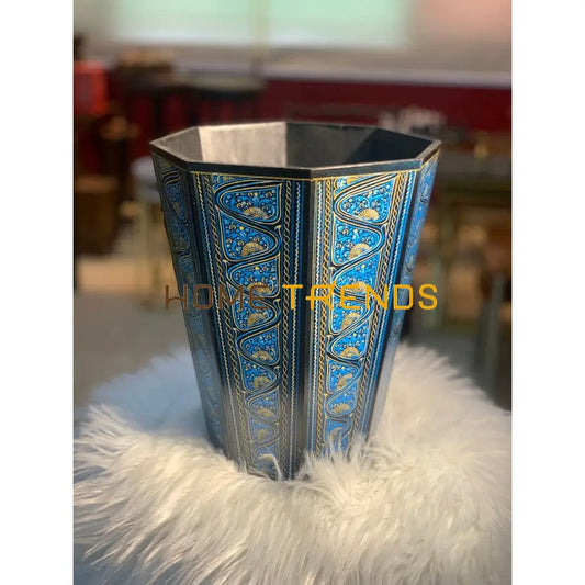 Blue Nakshi Trash Bin Cans & Wastebaskets