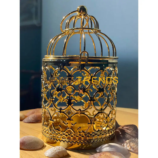 Golden Cage Candle Holder Stands