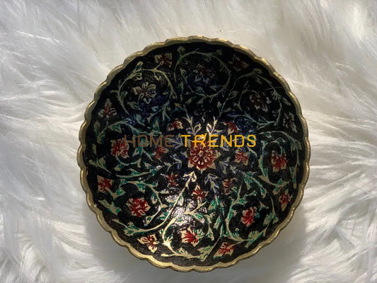 Handcrafted Black And Green Brass Edge 4 Bowl Bowls