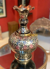 Handcrafted Brass Long Throat Floral Design 16 Vase Vases