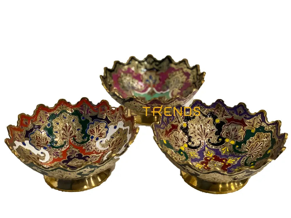 Handcrafted Brass Multicolor Gold Edge 7 Bowl Bowls