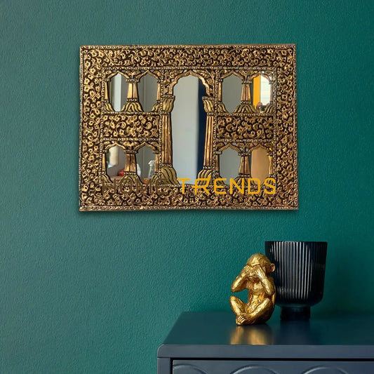 Handcrafted Small Brass Baradari Wall Mirrors