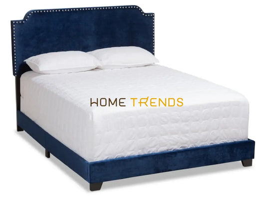 Navy Velvet Upholstered Bed