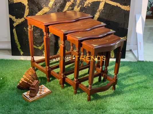 Nord Wooden Paisley Nesting Table Set Of 4 Tables