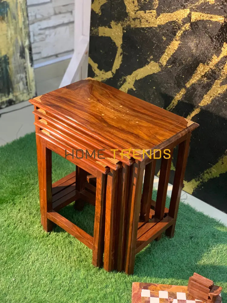 Streak Wooden Paisley Nesting Table Set Of 4 Tables