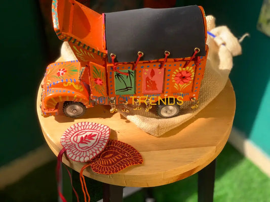 Traditional Style Orange Truck Model Sculptures & Monuments