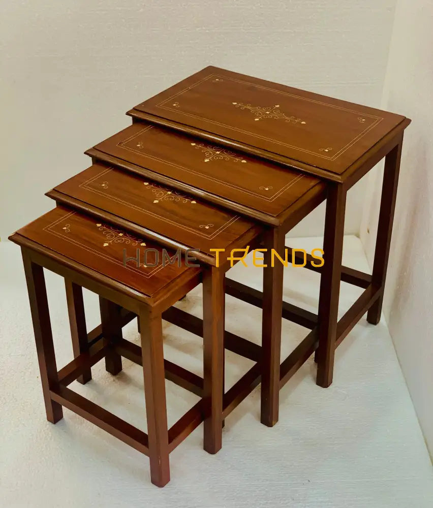 Wooden Brown 20 Nesting Tables Set Of 4