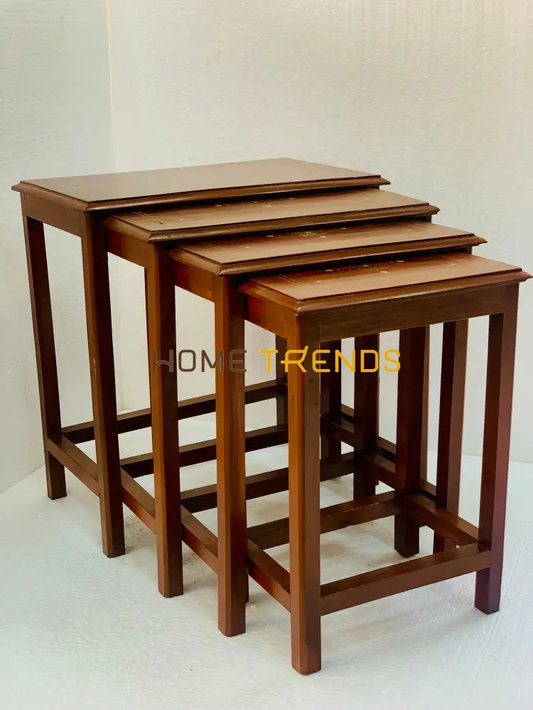 Wooden Brown 20 Nesting Tables Set Of 4