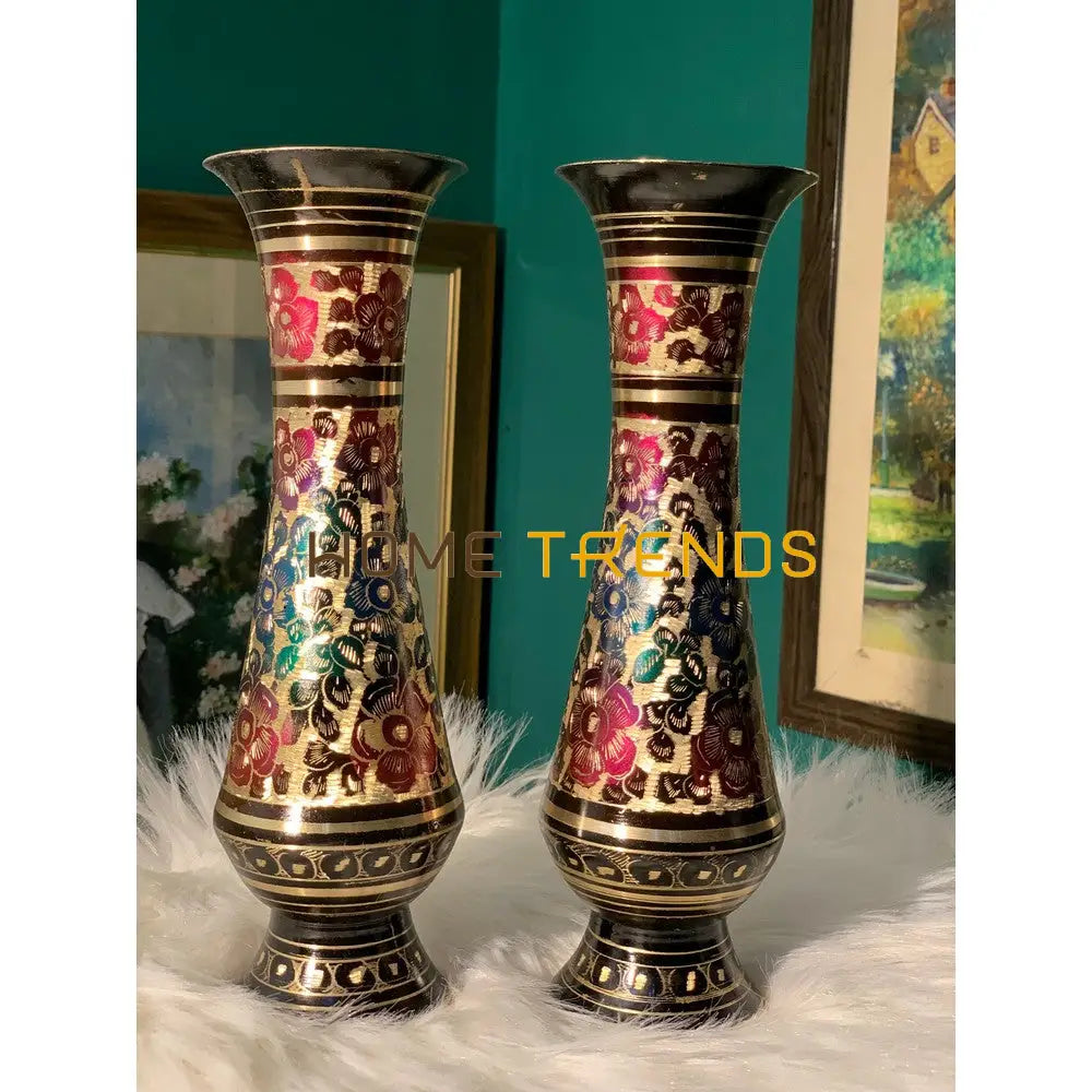 10 Multicolor Floral Vase Set Of 2 Vases