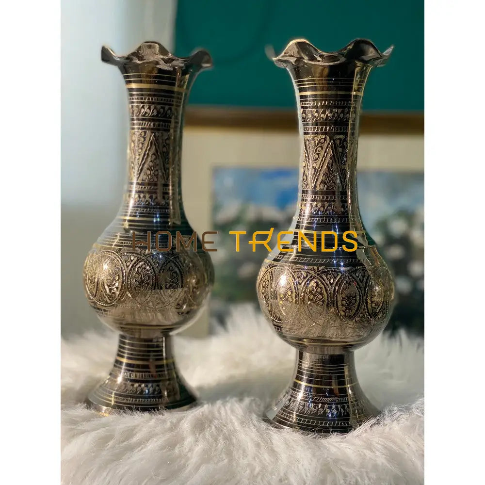 11 Round Champaign Gold Flower Vase Set Of 2 Vases