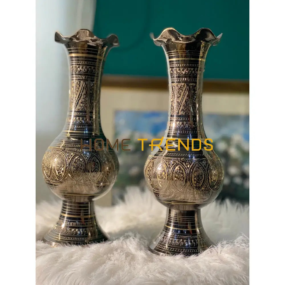 11 Round Champaign Gold Flower Vase Set Of 2 Vases