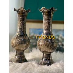 11 Round Champaign Gold Flower Vase Set Of 2 Vases
