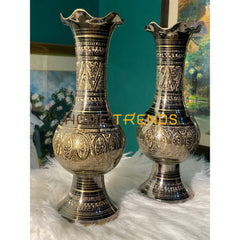 11 Round Champaign Gold Flower Vase Set Of 2 Vases