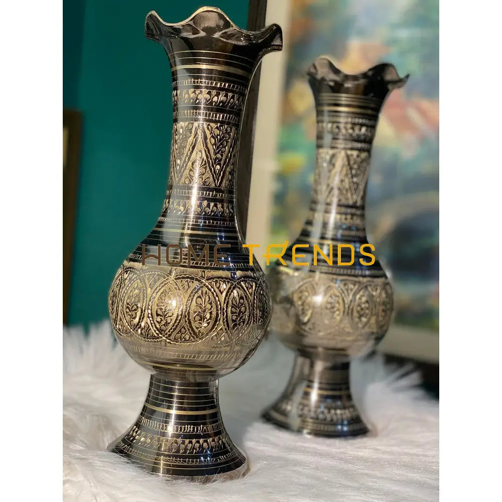 11 Round Champaign Gold Flower Vase Set Of 2 Vases