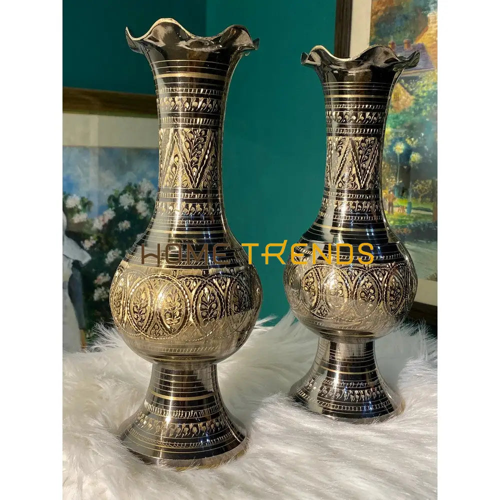 11 Round Champaign Gold Flower Vase Set Of 2 Vases