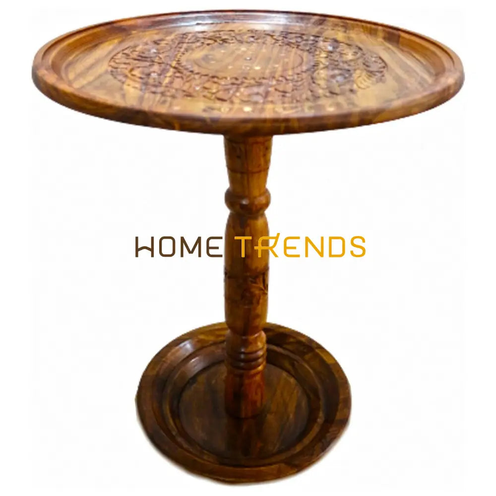 18 Round Edge Craved Brass End Table Accent Tables