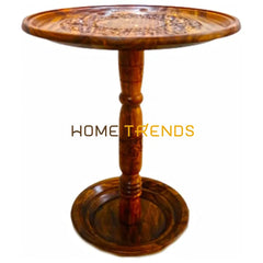18 Round Edge Craved Brass End Table Accent Tables