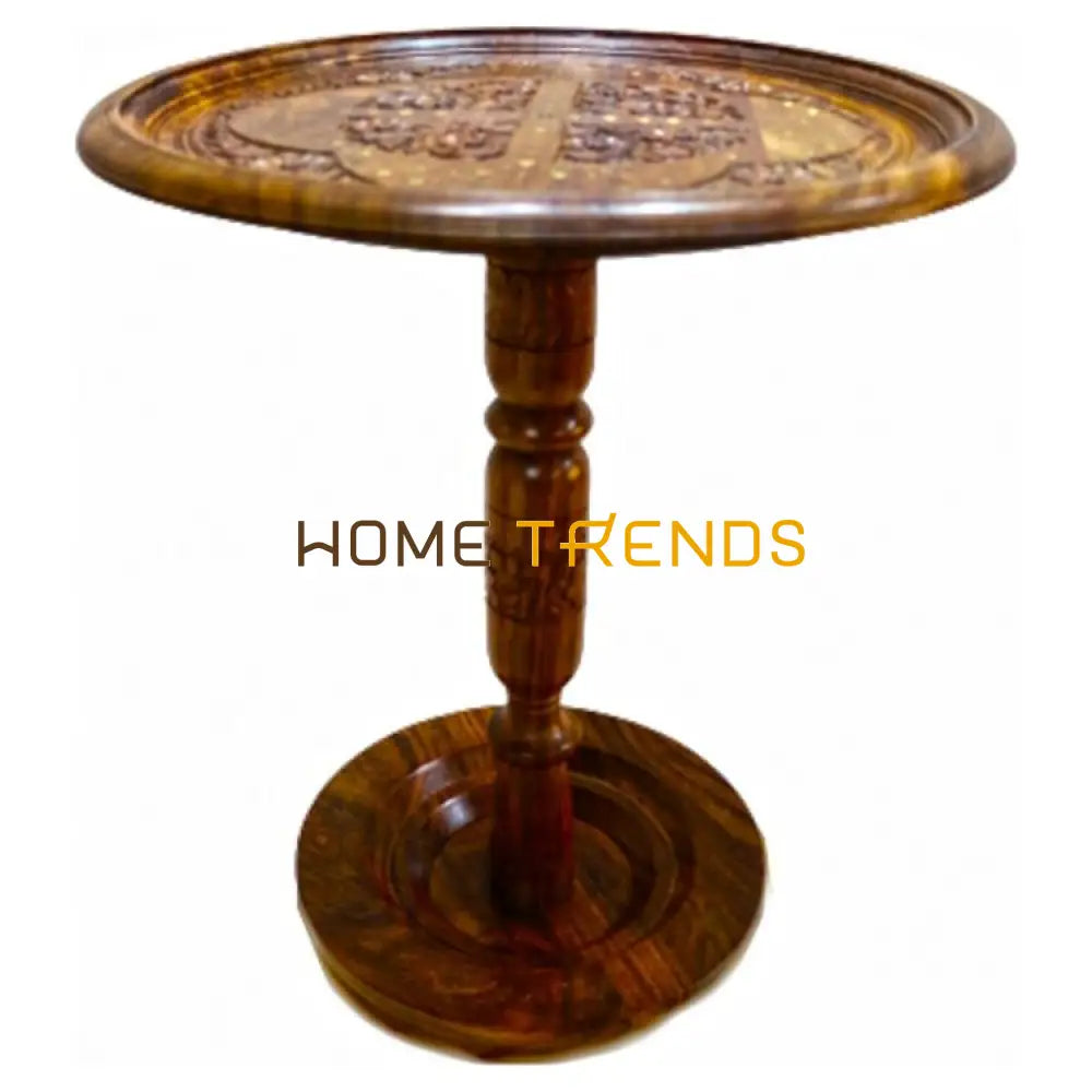 18 Round Edge Craved End Table Accent Tables