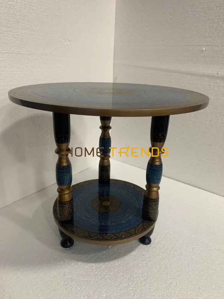 24 Blue Three Column Pedestal Naqshi Table Accent Tables