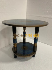 24 Blue Three Column Pedestal Naqshi Table Accent Tables