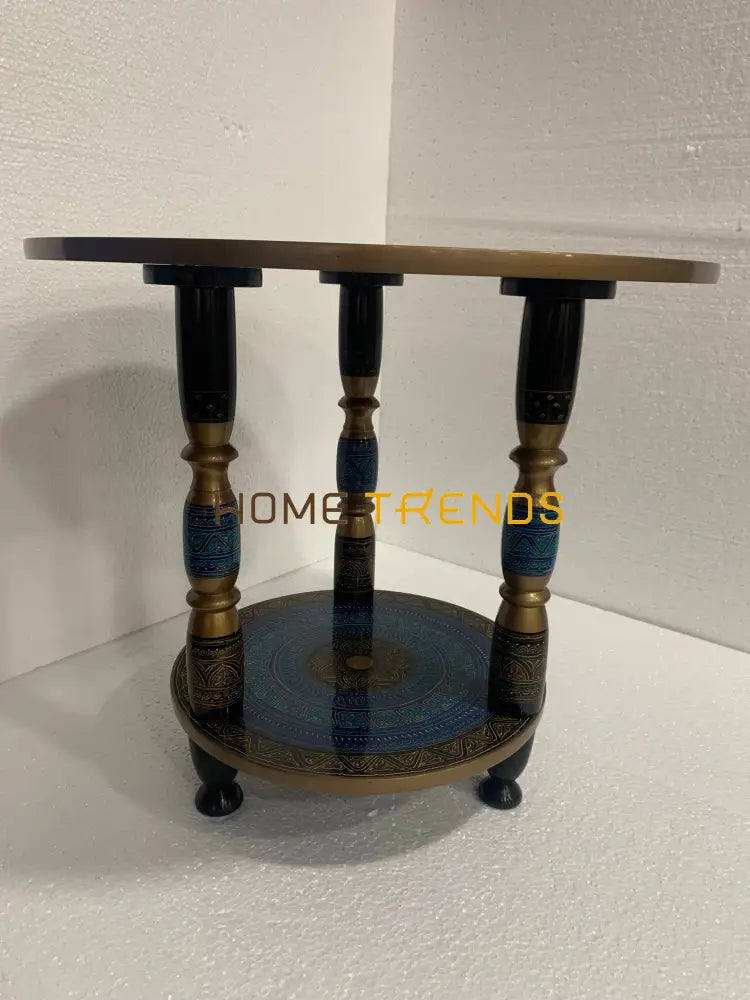 24 Blue Three Column Pedestal Naqshi Table Accent Tables