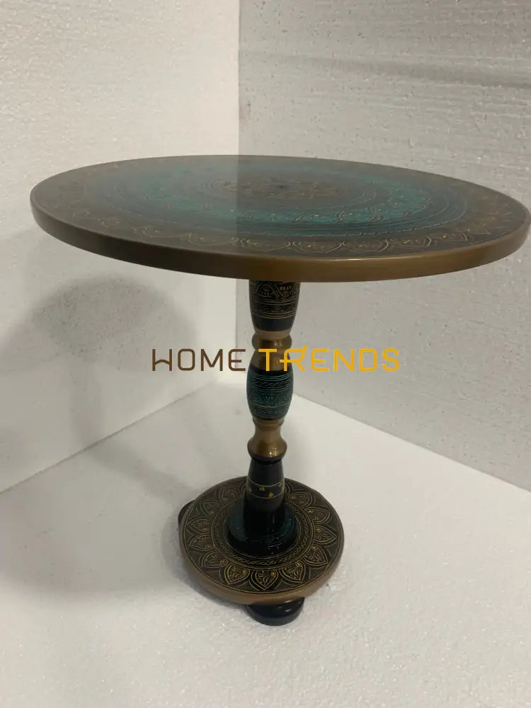 24 Green Single Pedestal Naqshi Table Accent Tables