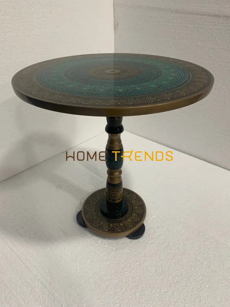 24 Green Single Pedestal Naqshi Table Accent Tables