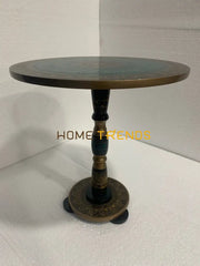 24 Green Single Pedestal Naqshi Table Accent Tables