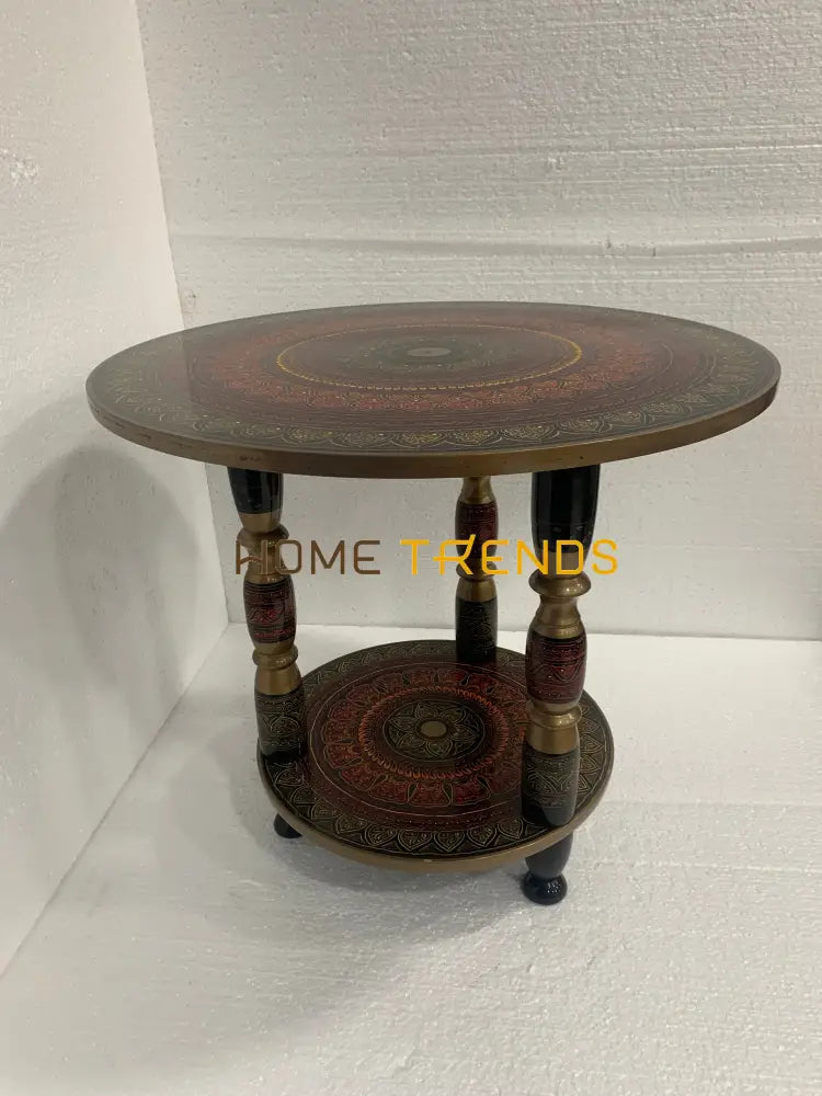 24 Red Three Column Pedestal Naqshi Table Accent Tables