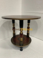 24 Red Three Column Pedestal Naqshi Table Accent Tables