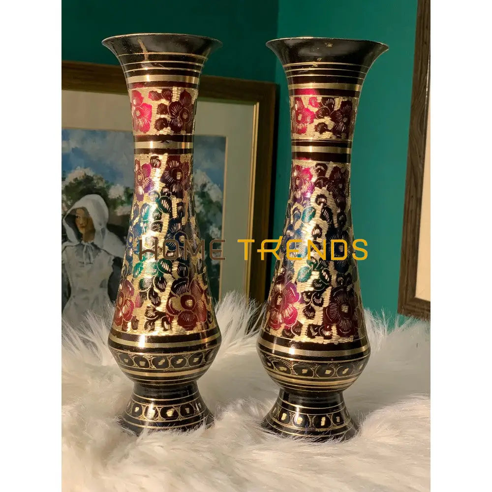 9 Multicolor Floral Vase Set Of 2 Vases