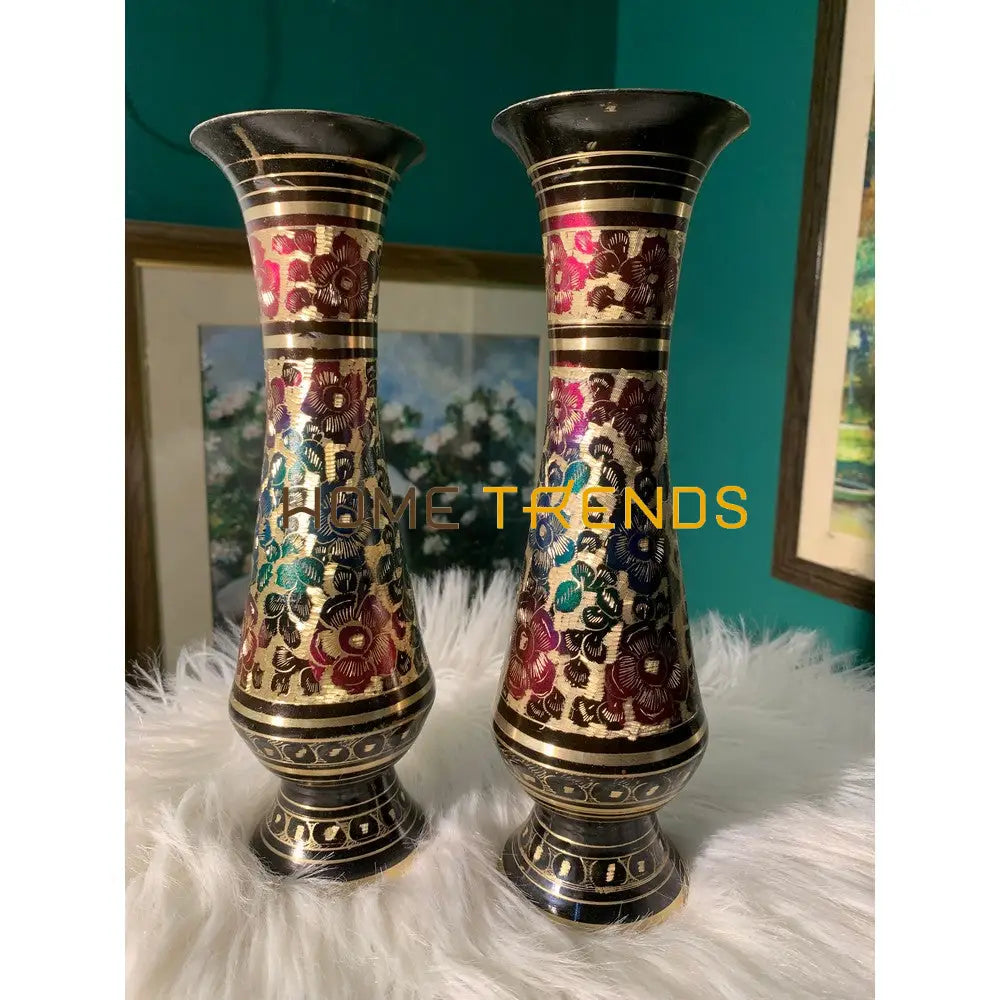 9 Multicolor Floral Vase Set Of 2 Vases
