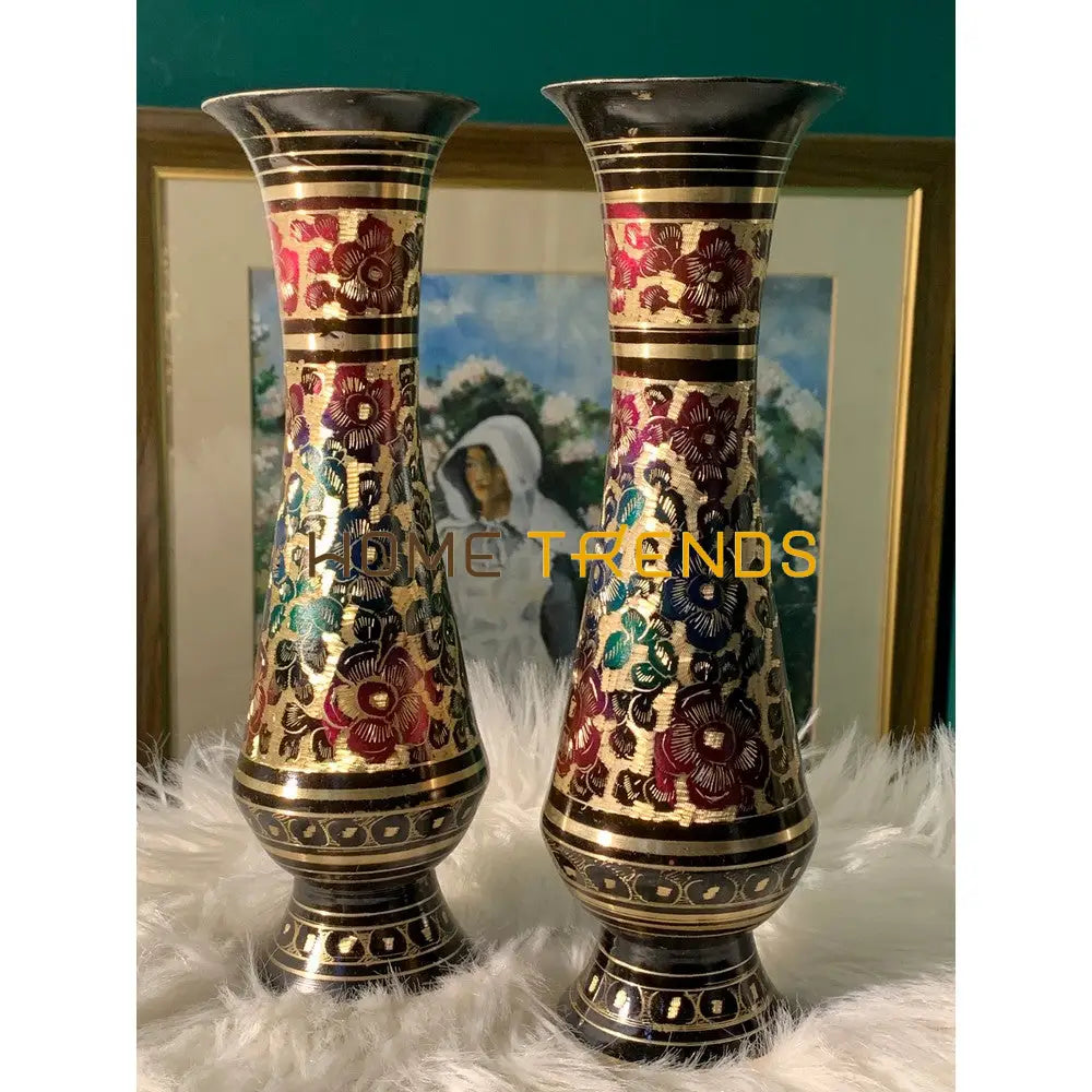 9 Multicolor Floral Vase Set Of 2 Vases