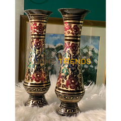 9 Multicolor Floral Vase Set Of 2 Vases