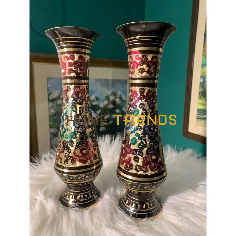 9 Multicolor Floral Vase Set Of 2 Vases