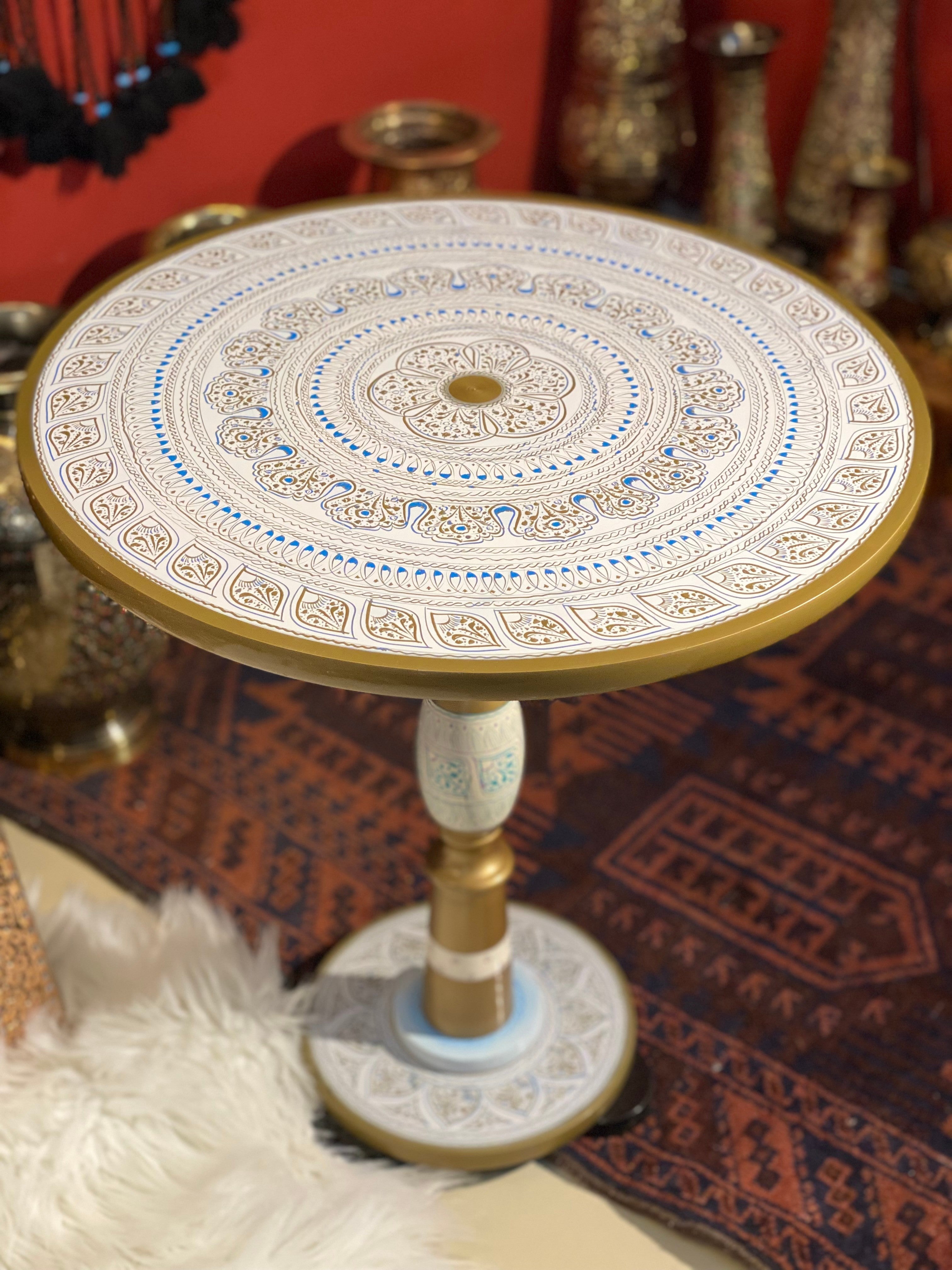 18 White Naqshi Table Accent Tables