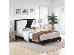 Anchor Upholstered White Faux Leather Platform Bed