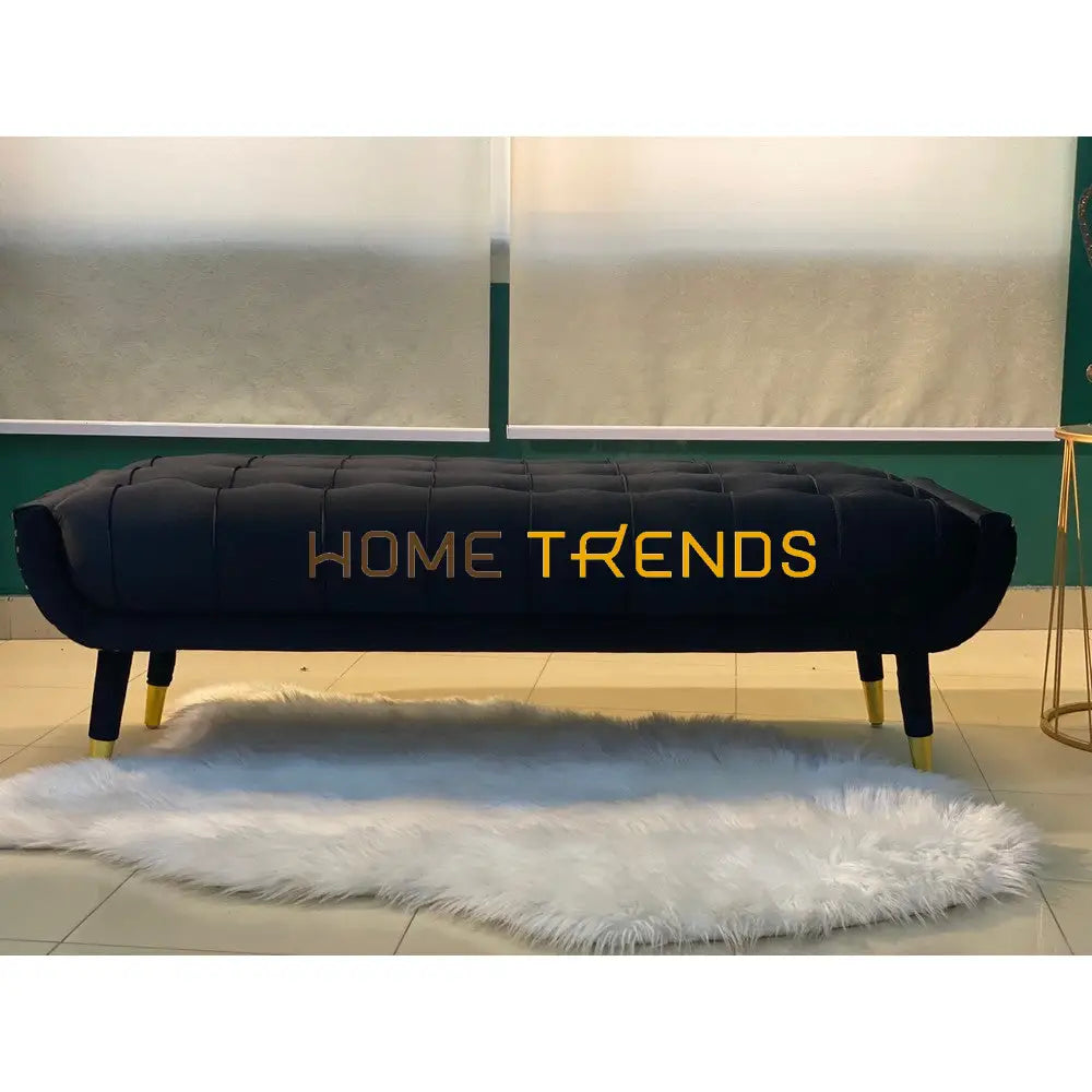 Aspen Blue Velvet Bench Black Benches & Stools