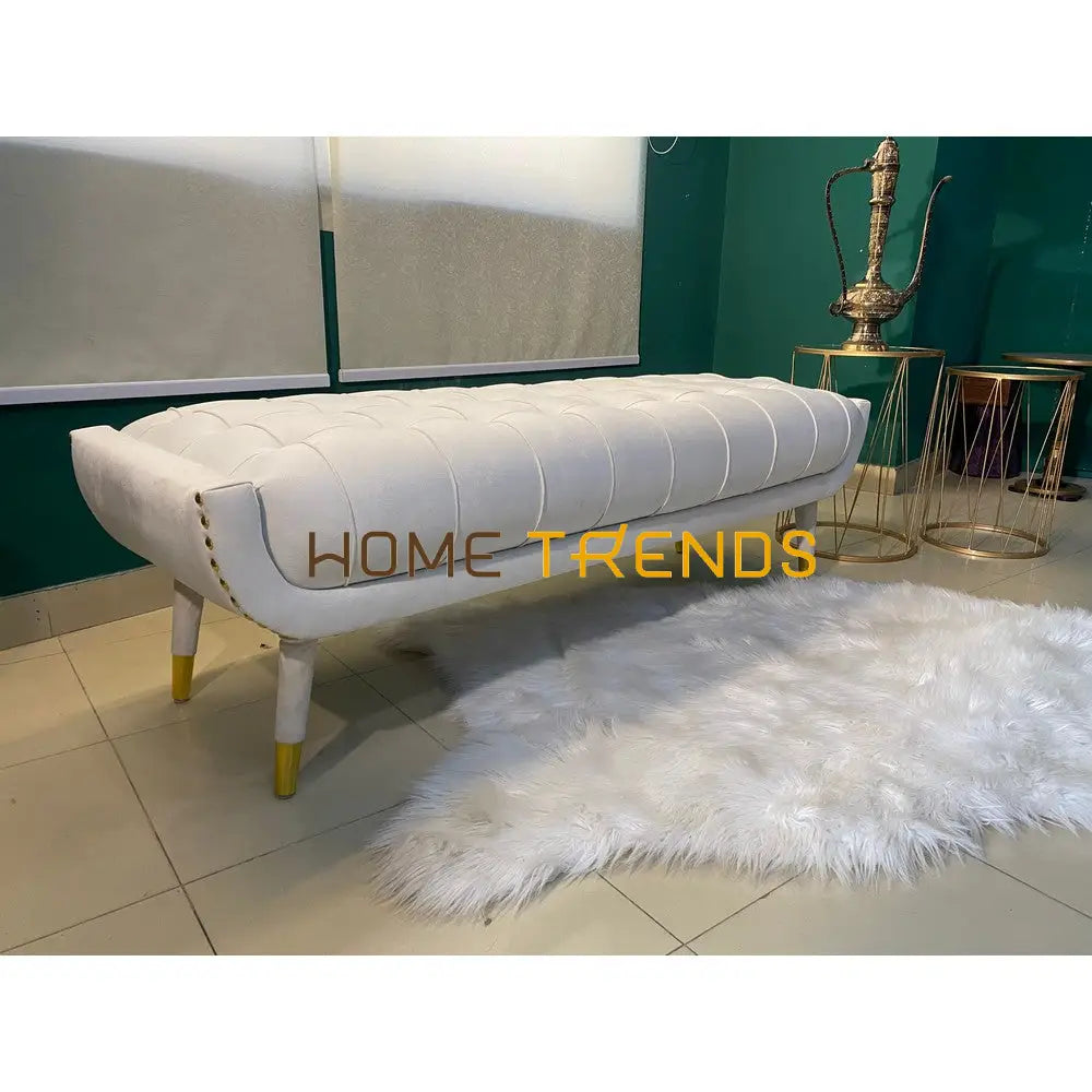 Aspen Blue Velvet Bench Off White Benches & Stools