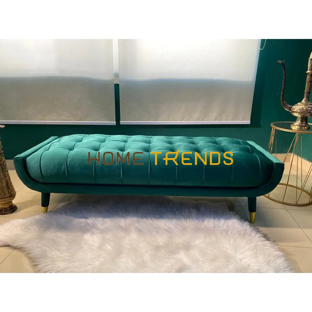 Aspen Off White Velvet Bench Green Benches & Stools