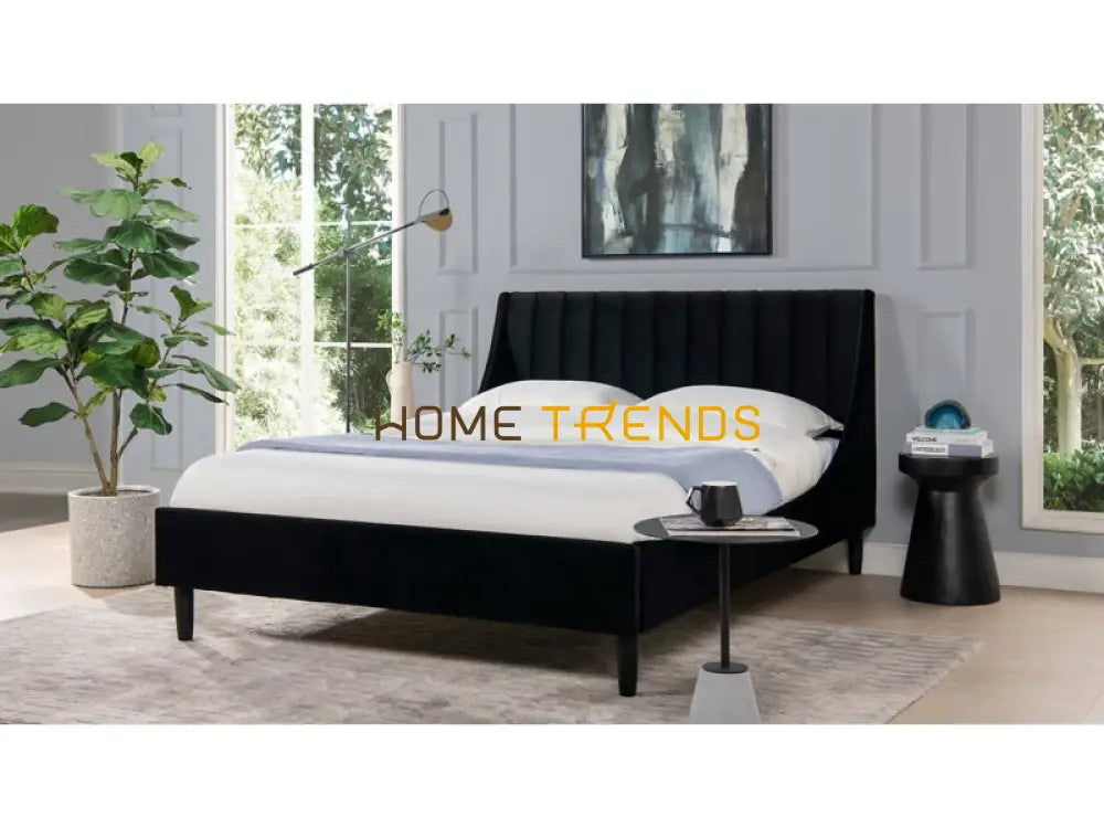 Aspen Vertical Anthracite Black Tufted Modern Platform Bed