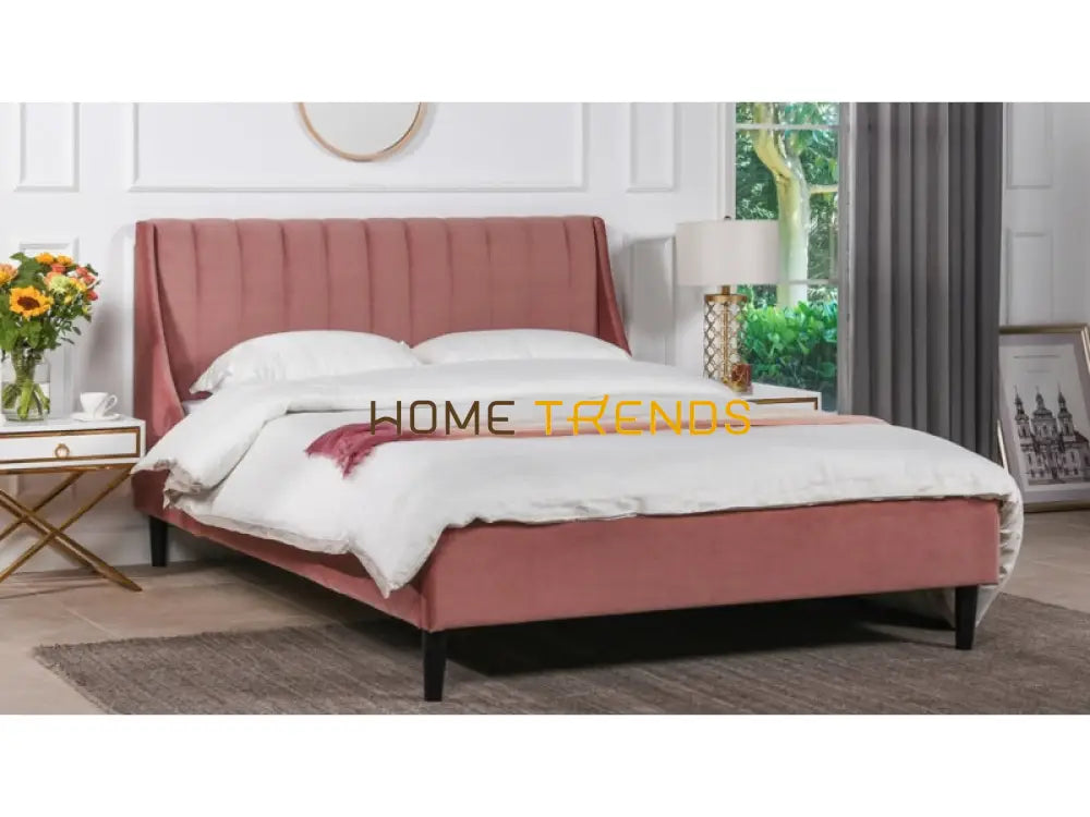 Aspen Vertical Ash Rose Pink Tufted Modern Platform Bed