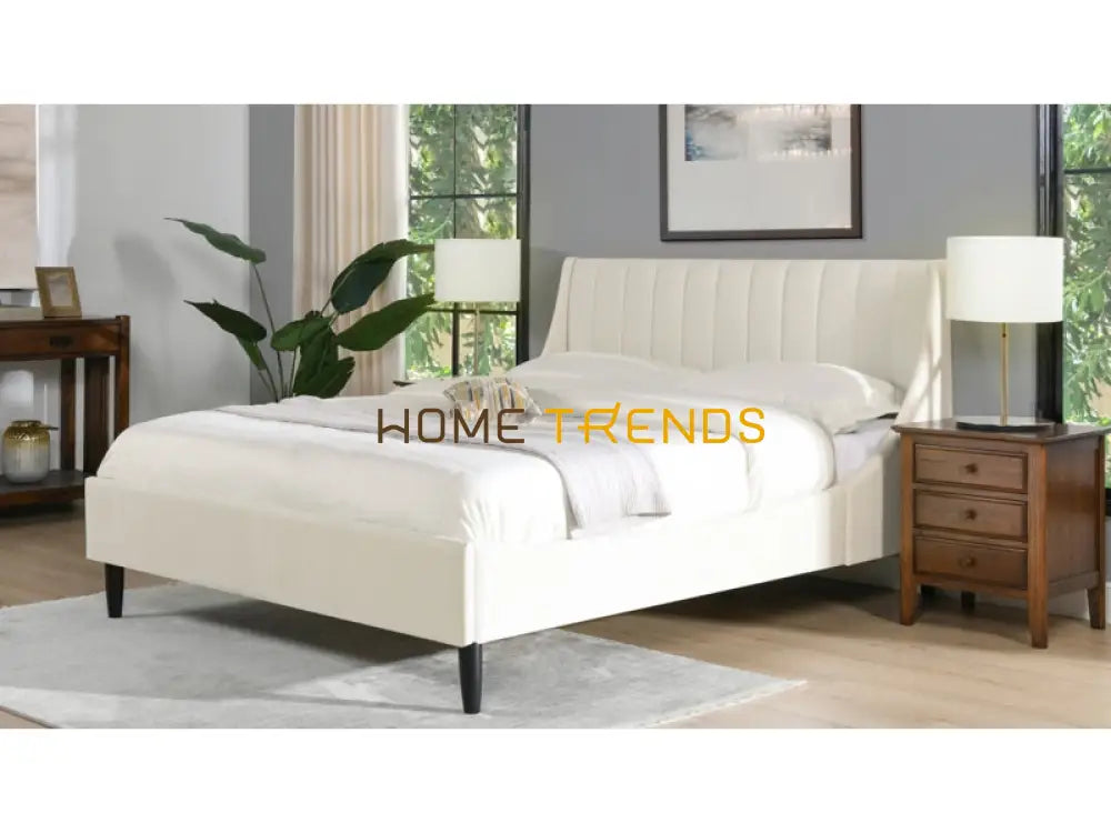 Aspen Vertical Cloud White Tufted Modern Platform Bed