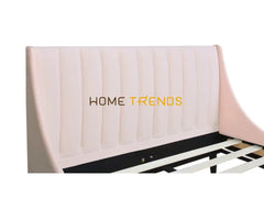 Aspen Vertical Light Blush Pink Tufted Modern Platform Bed