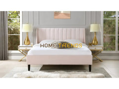 Aspen Vertical Light Blush Pink Tufted Modern Platform Bed